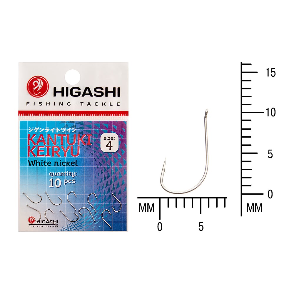 Изображение товара Рыболовный крючок HIGASHI Kantuki Keiryu #4 White nickel, 10 шт