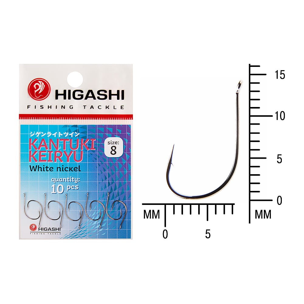 Изображение товара Крючок HIGASHI Kantuki Keiryu #8 White nickel 01359 для рыбалки