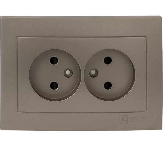 Изображение товара Лицевая панель 2-местной розетки EKF PROxima Валенсия, без заземления, 10А, кашемир, с защитными шторками ESR10-L-102-40