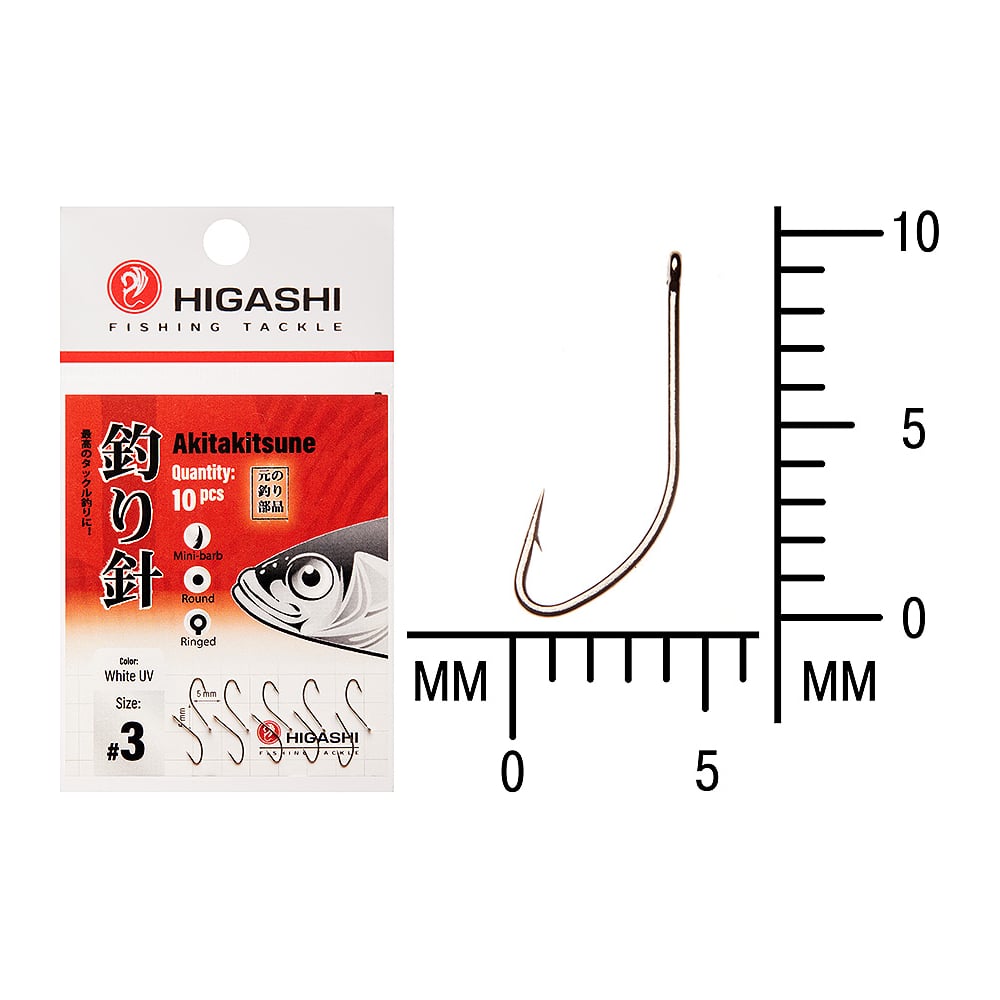 Изображение товара Крючок HIGASH Akitakitsune ringed #3 White UV 04923 для рыбалки