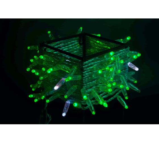 Изображение товара Гирлянда TEAMPROF Нить 10 м, 24В, флэш, колпачок, ЗЕЛЁНЫЙ, прозрачный провод TPF-S10CF-24V-CT/G