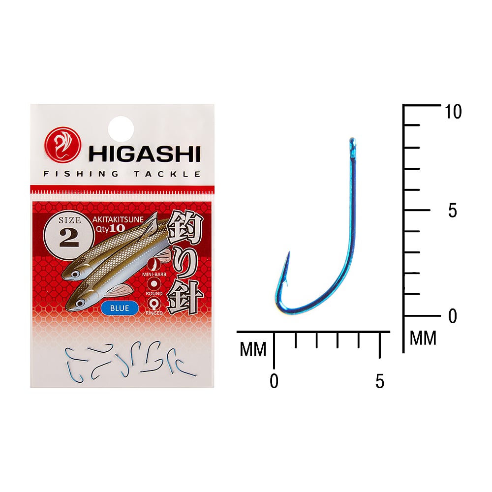 Изображение товара Крючок HIGASH Akitakitsune ringed #2 Blue 03665 рыболовный крючок