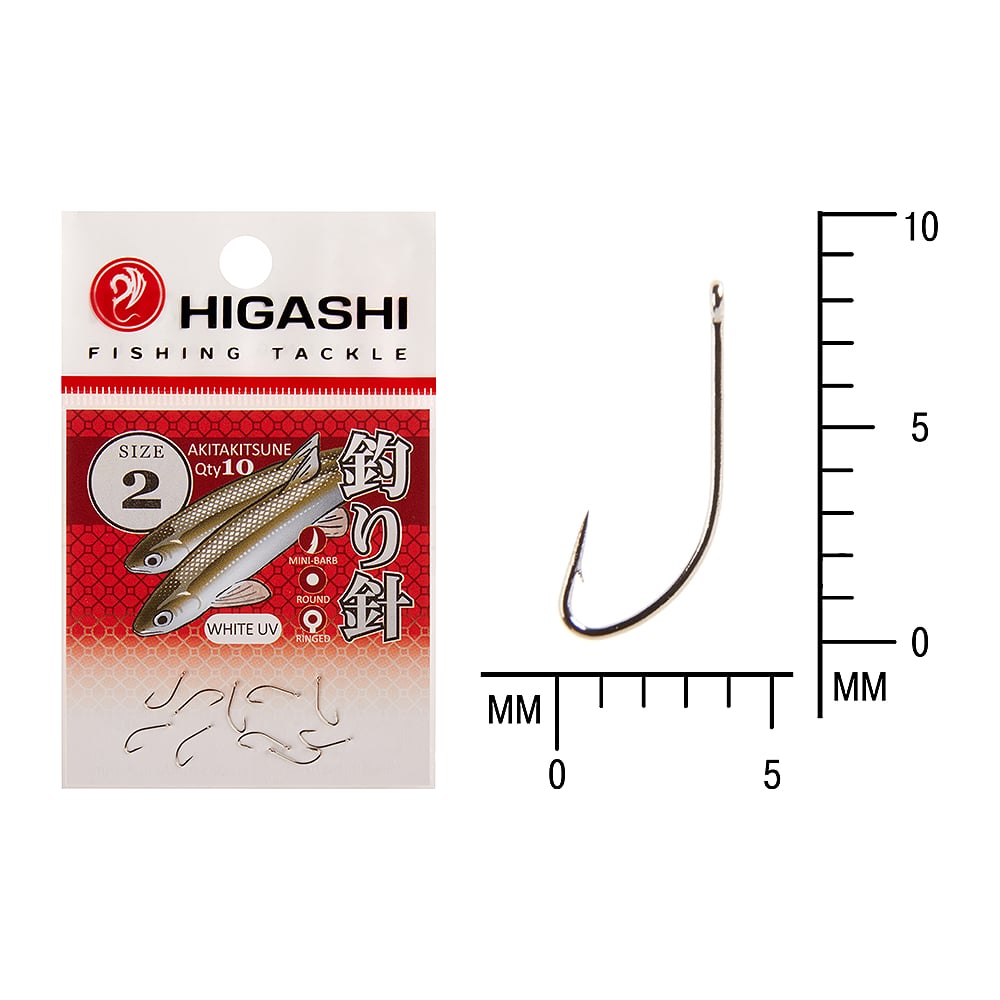 Изображение товара Крючок HIGASH Akitakitsune ringed #2 White UV 03670 для рыбалки
