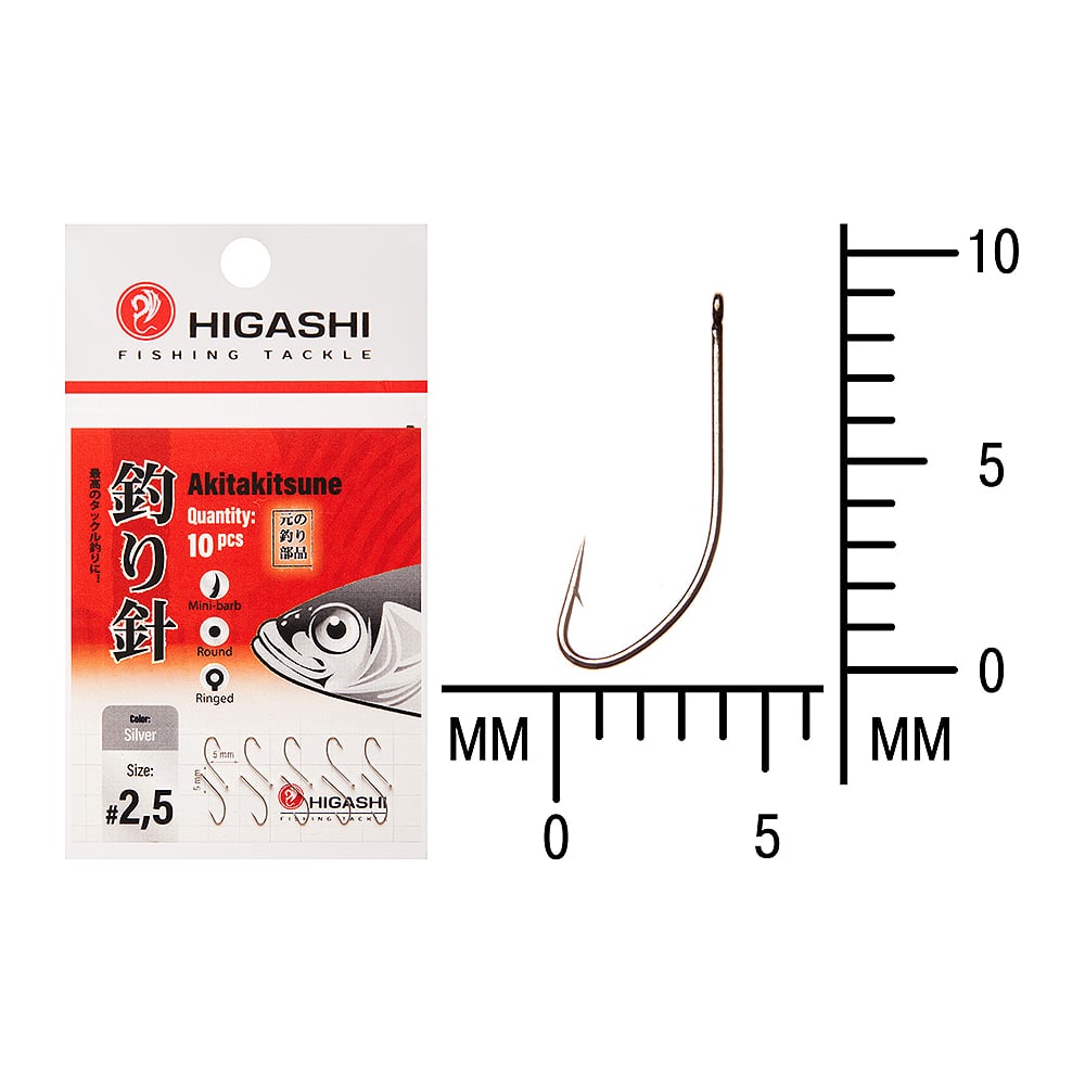 Изображение товара Крючок HIGASH Akitakitsune #2.5 Silver для рыбалки
