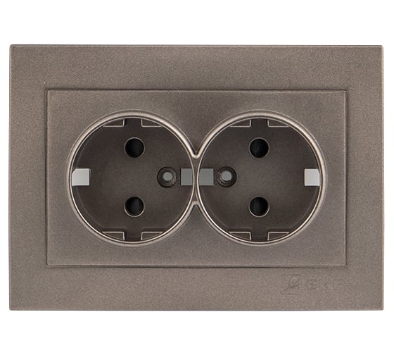 Изображение товара Лицевая панель 2-местной розетки EKF PROxima Валенсия, с заземлением, 16А, графит, с защитными шторками ESR16-L-128-60