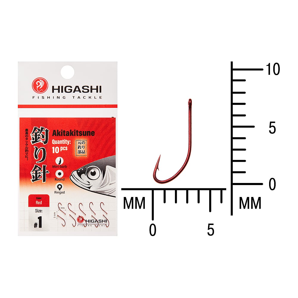 Изображение товара Крючок HIGASH Akitakitsune ringed #1 Red 04895
