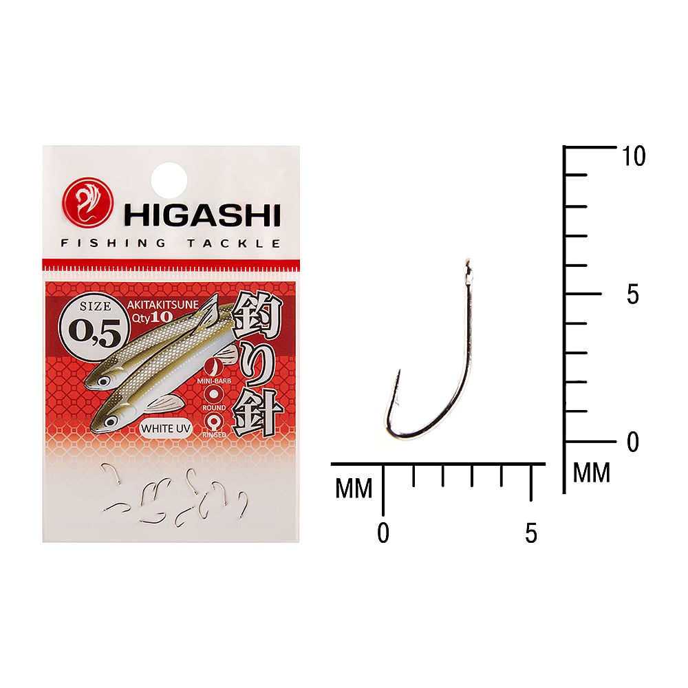 Изображение товара Крючок HIGASH Akitakitsune ringed #0,5 White UV 02809 для рыбалки