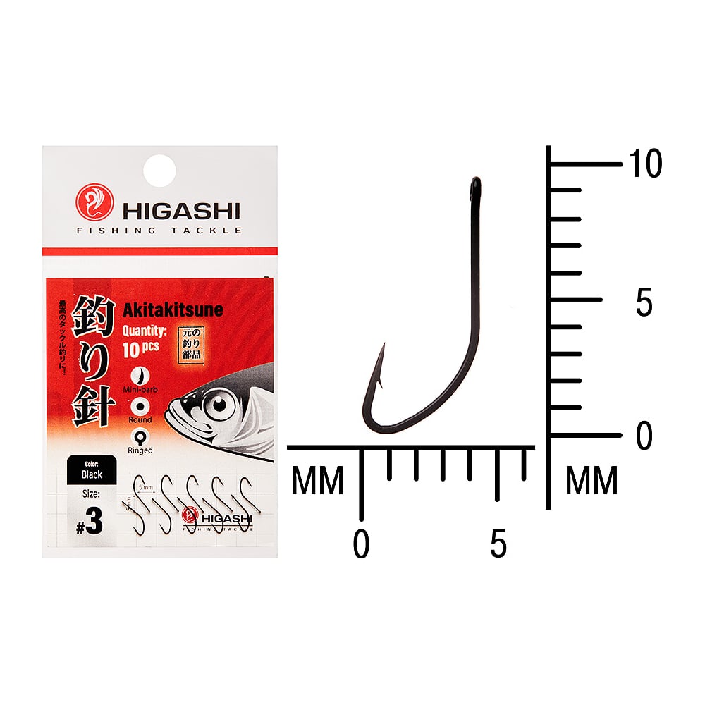 Изображение товара Крючок HIGASH Akitakitsune ringed #3 Black 04922