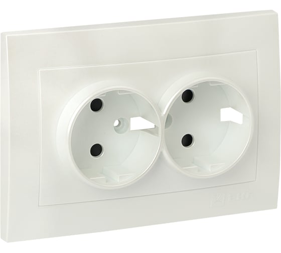 Изображение товара Лицевая панель 2-местной розетки EKF PROxima Валенсия, с заземлением, 16А, жемчуг, с защитными шторками ESR16-L-128-50