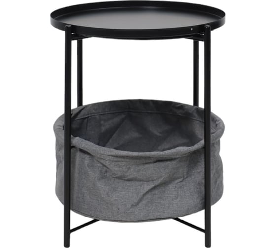 Изображение товара Стол журнальный Aks Home TRENT, черный с серой корзиной, 420x420x520 106175
