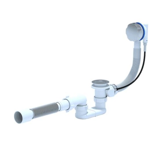 Изображение товара Сифон для ванны АНИ Пласт плоский, полуавтомат, 1 1/2x40, гофра, 40х50 EM601 025-0612