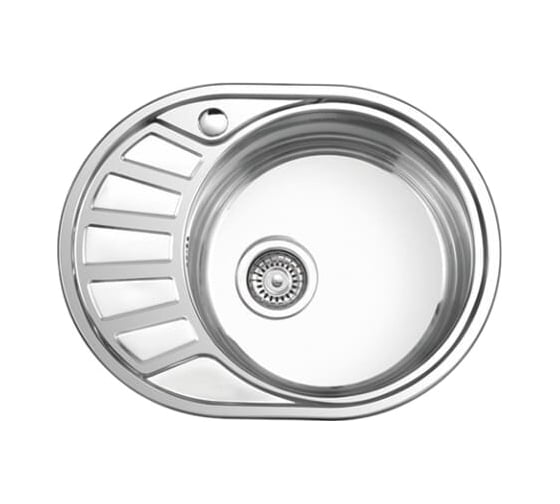 Изображение товара Мойка LEDEME  нержавеющая сталь, врезная, овальная, 575x450x180 мм, 0.8 мм, выпуск 3 1/2, правая чаша ГЛЯНЦЕВАЯ L85745-R 97930