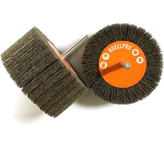 Изображение товара Щетка лепестковая комбинированная ROXTOP на шпинделе (40х20х6 мм; Р80+Medium) RoxelPro 135426