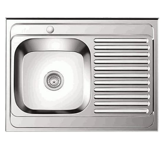 Изображение товара Мойка LEDEME нержавеющая сталь, накладная, 800x600x180 мм, 0.8 мм, выпуск 3 1/2, левая чаша ДЕКОР L68060-L 869720