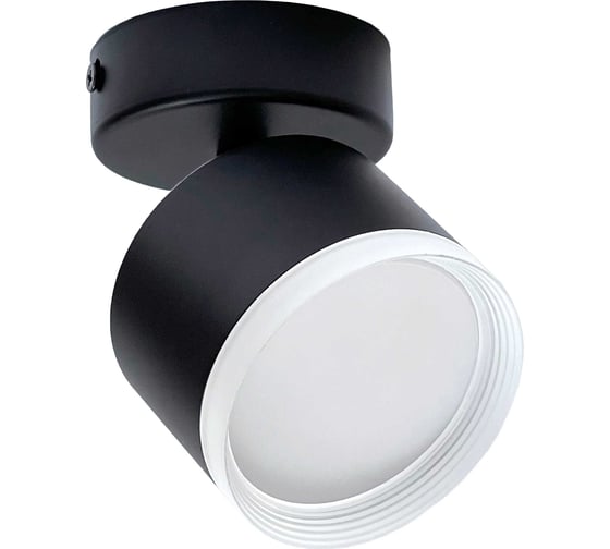 Изображение товара Светильник накладной truEnergy поворотный с матовым кольцом с цоколем GX53 D82xH60мм алюминий черный 21036