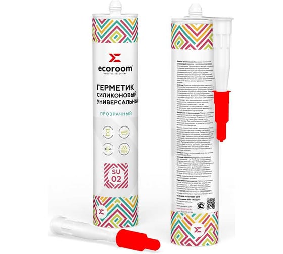 Изображение товара Герметик силиконовый универсальный ECOROOM SU-02, прозрачный, 260мл, 12 шт. 2211-2-260/12