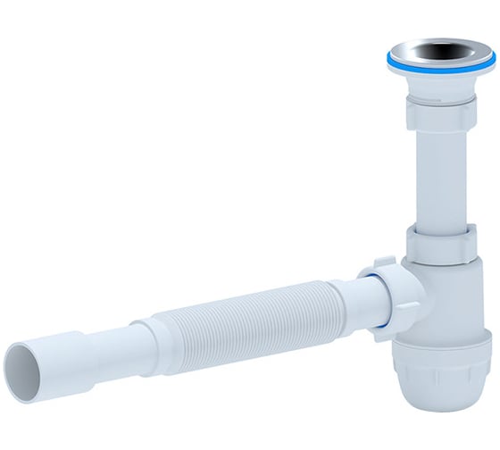 Изображение товара Сифон для умывальника АНИ Пласт бутылочный, 1 1/4x32, гофра, 32х40/50, нержавеющая сетка BM1016 025-1023