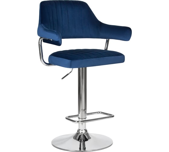 Изображение товара Барный стул DOBRIN CHARLY цвет сиденья синий велюр MJ9-117, цвет основания хромированная сталь LM-5019_CH-M_V-MJ9-117
