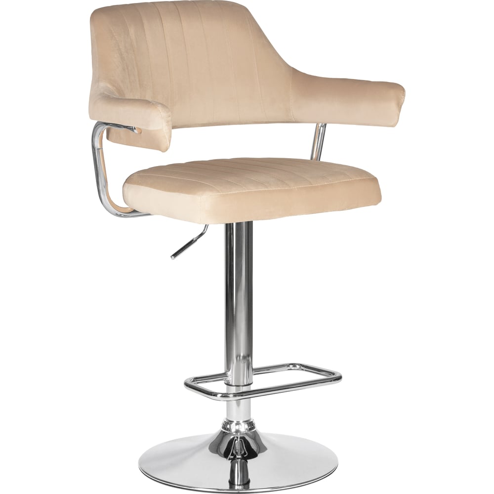 Изображение товара Барный стул DOBRIN CHARLY цвет сиденья бежевый велюр MJ9-10, цвет основания хромированная сталь LM-5019_CH-M_V-MJ9-10