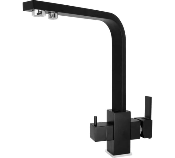 Изображение товара Гибридный питьевой кран смеситель, для питьевых систем Аквабрайт АБФ-ТРИА и АБФ-ОСМО, серия УГОЛЬ, 3 в 1, черный АБФ-3КР-3Ч