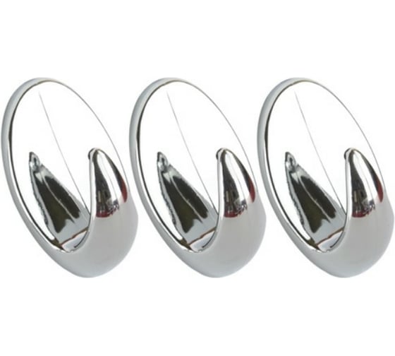 Изображение товара Крючки Kleber пластик на липкой ленте 5, 5 см, хром 3 шт. KLE-SG004