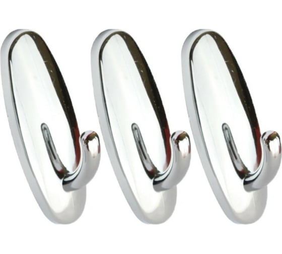 Изображение товара Крючки Kleber пластик на липкой ленте 6 см, хром 3 шт. KLE-SG003