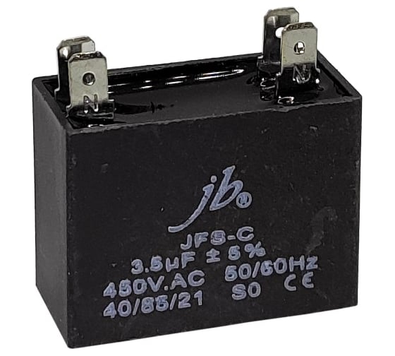 Изображение товара Конденсатор пусковой JB Capacitors 3.5мкФ, 450В, 39x19x30, JFS-C (CBB61) (4 клеммы), JFSCA6355JVAT000B-255