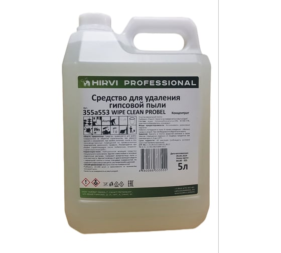 Изображение товара Средство для удаления гипсовой пыли HIRVI WIPE CLEAN PROBEL Концентрат/5 л 355а553