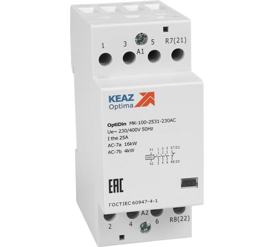 Изображение товара Контактор модульный КЭАЗ OptiDin MK-100-2520-230AC 321135