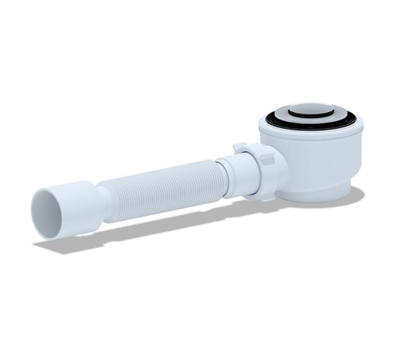 Изображение товара Сифон для поддона АНИ Пласт 74 мм, 1 1/2x50, гофра, 40х50, клик-клак E415CL 025-0505