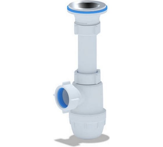 Изображение товара Сифон для умывальника АНИ Пласт бутылочный, 1 1/4x32, мини, нержавеющая сетка BM1000 025-1021