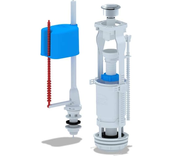 Изображение товара Арматура для бачка АНИ Пласт набор: нижняя подводка, кнопка хром, 1 режим, эконом WC6550M 023-2655