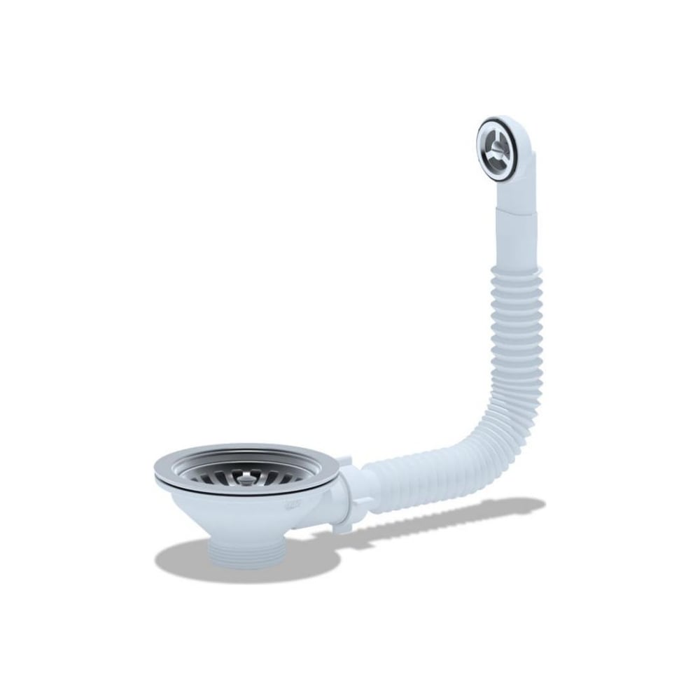 Изображение товара Выпуск для мойки АНИ Пласт гибкий перелив 3 1/2 с нержавеющей сеткой