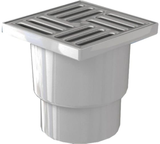 Изображение товара Нерегулируемый трап АНИ Пласт вертикальный выпуск, гидрозатвор, Дн110, нержавеющая решетка, 150х150 мм TA1212 004-0217