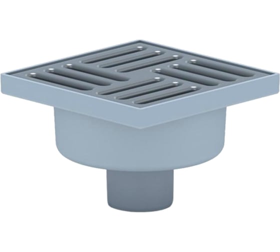 Изображение товара Нерегулируемый трап АНИ Пласт вертикальный выпуск, гидрозатвор, Дн50, нержавеющая решетка, 150х150 мм TA5212 004-0233