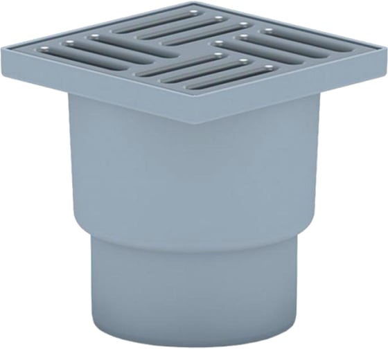 Изображение товара Нерегулируемый трап АНИ Пласт вертикальный выпуск, сухой затвор, Дн110, нержавеющая решетка, 150х150 мм TQ1212 004-0243