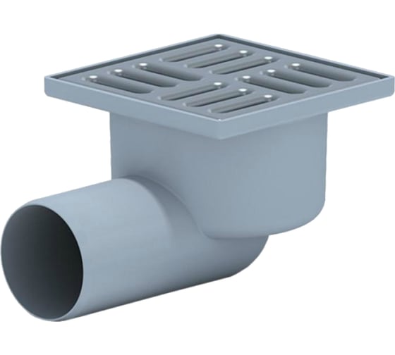 Изображение товара Нерегулируемый трап АНИ Пласт горизонтальный выпуск, гидрозатвор, Дн50, нержавеющая решетка, 100х100 мм TA5102 004-0218