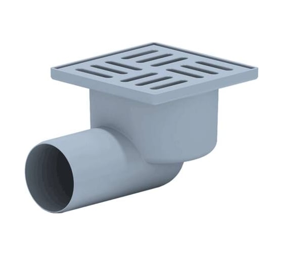 Изображение товара Нерегулируемый трап АНИ Пласт горизонтальный выпуск, сухой затвор, Дн50, пластиковая решетка, 100х100 мм TQ5104 004-0485