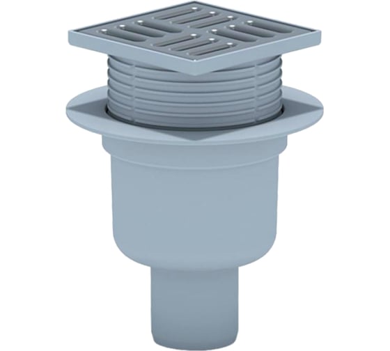 Изображение товара Регулируемый трап АНИ Пласт вертикальный выпуск, гидрозатвор, Дн50, нержавеющая решетка, 100х100 мм TA5702 004-0226