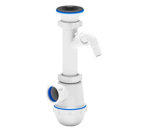 Изображение товара Сифон для мойки АНИ Пласт бутылочный, 1 1/2x40, с отводом, нержавеющая сетка A1000 025-0298