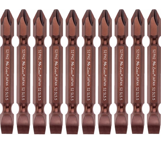 Изображение товара Бита для шуруповерта магнитная двусторонняя PH2xSL2, 65 мм, S2 Mr.Logo A065P2SL-10