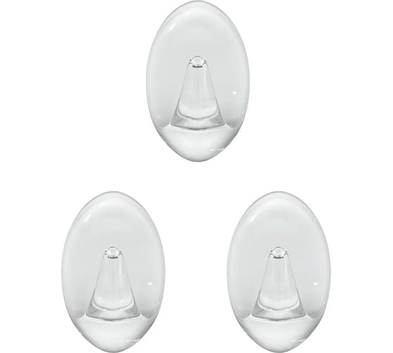 Изображение товара Крючки Kleber пластик на липкой ленте 5, 5 см, прозрачные 3 шт. KLE-SG007