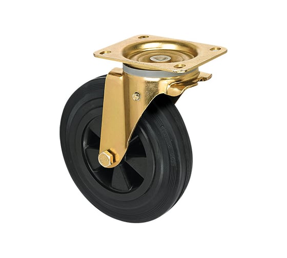 Изображение товара Опора колесная поворотная (160 мм; 200 кг; черная резина) RONEL SCm 63