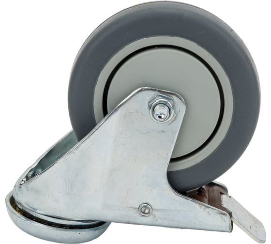 Изображение товара Опора колесная поворотная с тормозом (100 мм; 100 кг; резьба под болт M12) RONEL TPRb 42