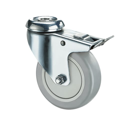 Изображение товара Опора колесная поворотная с тормозом (125 мм; 140 кг; резьба под болт M12) RONEL TPRb 55