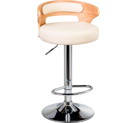 Изображение товара Барный стул DOBRIN FRED цвет сиденья кремовый, цвет каркаса сиденья натуральное дерево, цвет основания хром LMZ-1018_CH-M_EL-cream