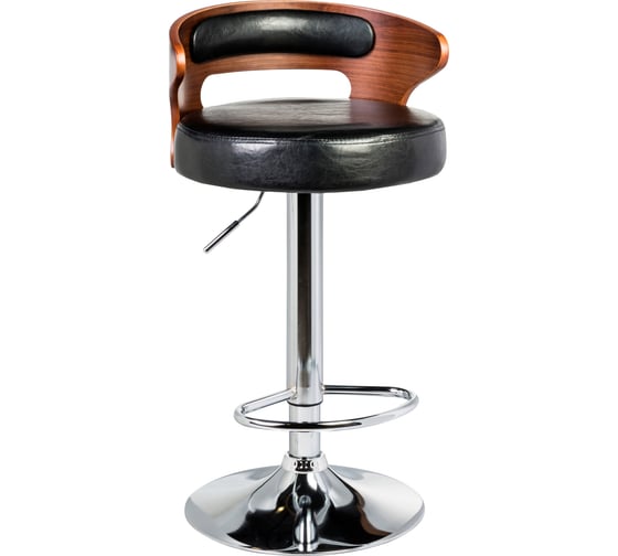 Изображение товара Барный стул DOBRIN FRED цвет сиденья черный, цвет каркаса сиденья коричневое дерево, цвет основания хром LMZ-1018_CH-M_EL-black