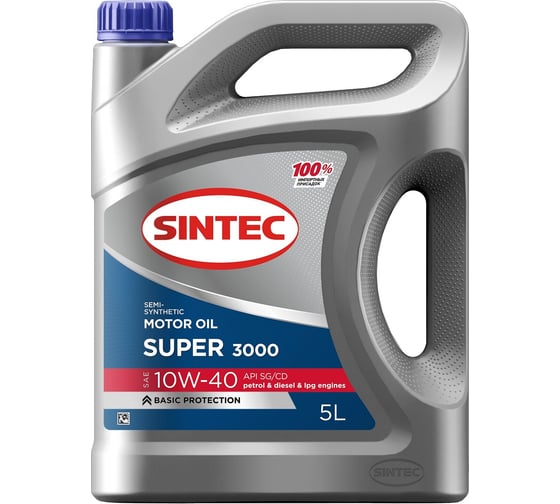Изображение товара Моторное масло Sintec SUPER 3000 10W-40, SG/CD, 5л 600293
