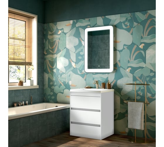 Изображение товара Напольная база под раковину Art&Max FAMILY с тремя выкатными ящиками, Bianco Lucido, 580x470x845, FAMILY-580-3C-PIA-BL