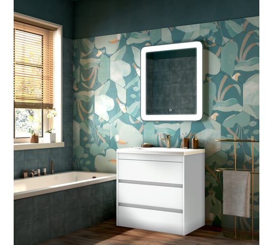 Изображение товара Напольная база под раковину Art&Max FAMILY с тремя выкатными ящиками, Bianco Lucido, 750x470x845, FAMILY-750-3C-PIA-BL